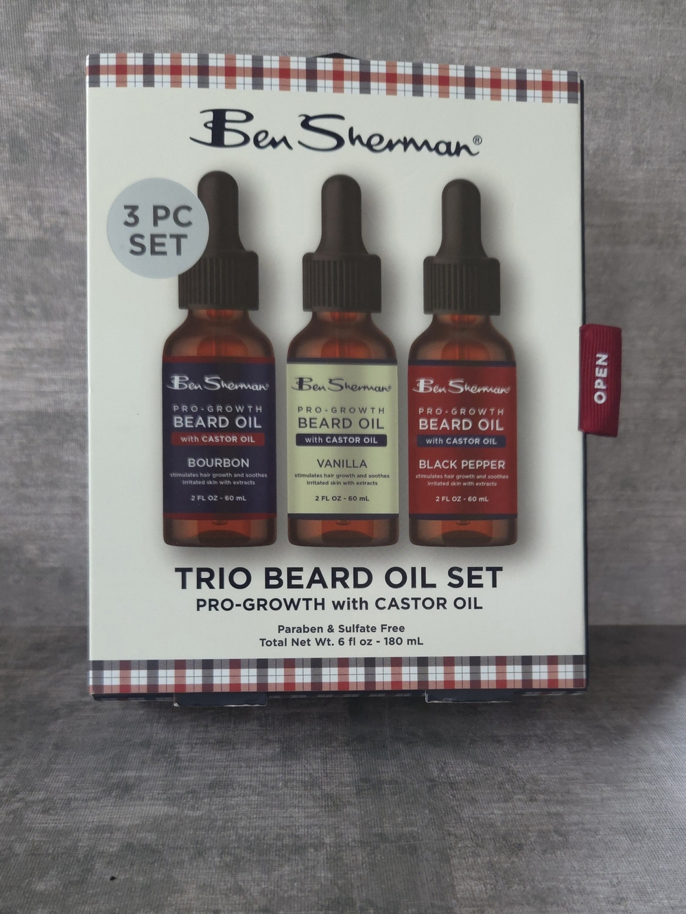 Ben Sherman Beard Oil Trio - Brown Bottles with Black Caps